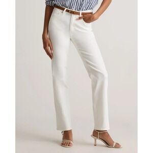 Quince Pants Women's 31 Bella Stretch Straight Jeans Cloud White 31x26 Ankle NEW
